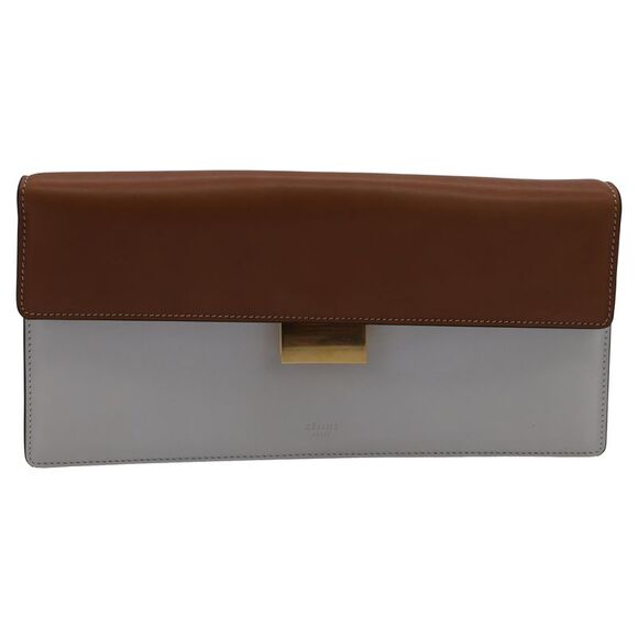 Celine Bicolour Clutch In Multicolor Natural Calfskin Leather - Picture 1 of 9